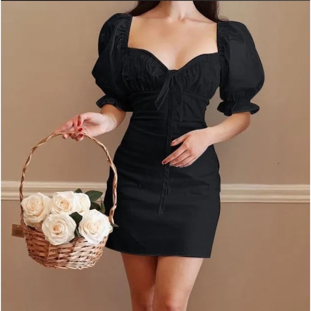 Puffer Sleeves Mini Dress